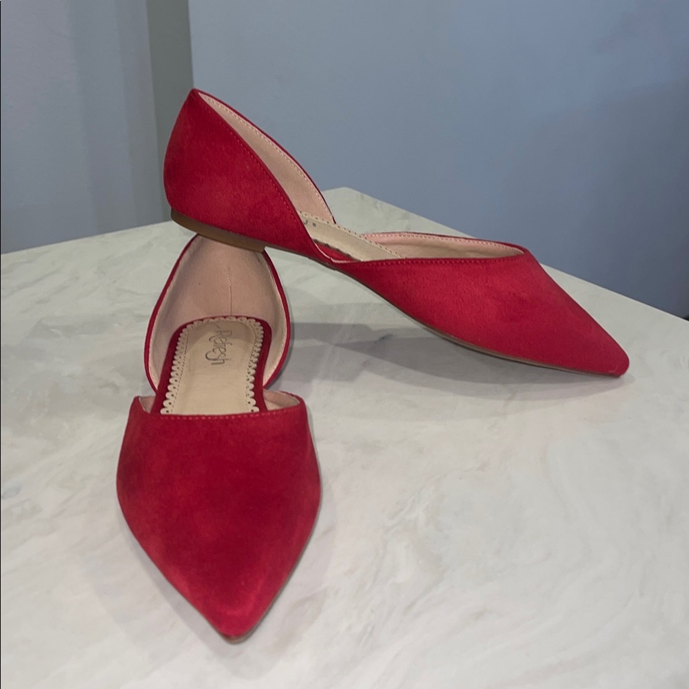 New! ✨ Gorgeous Red Velvet Suede Flats with Pointed Toe- Size 7